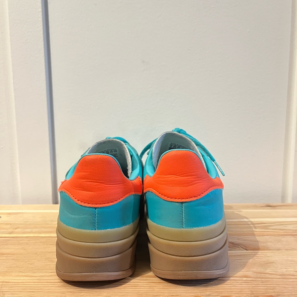 Adidas Women's Gazelle Turquoise and Orange Sneakers - Picture 3 of 5